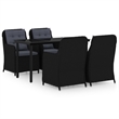Bowery Hill Contemporary Garden Dining Set in Black/Dark Gray