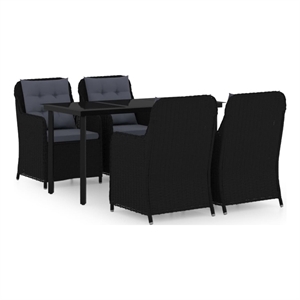 Bowery Hill Contemporary Garden Dining Set in Black/Dark Gray