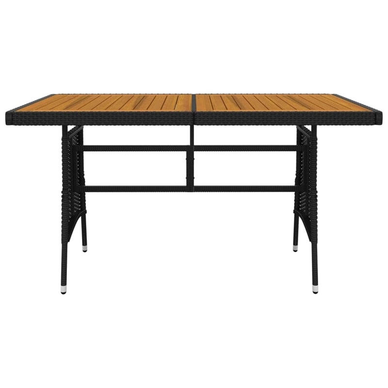 Bowery Hill PE Rattan & Solid Acacia Wood Outdoor Dining Set in Black