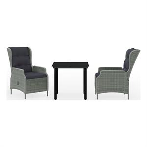 Bowery Hill Contemporary Garden Dining Set in Light Gray/Black