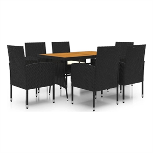 Bowery Hill Contemporary Outdoor Dining Set in Black and Cream White