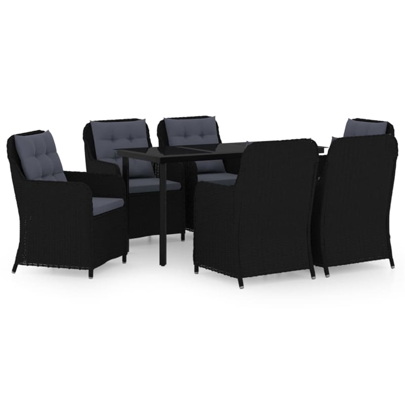 Bowery Hill Contemporary Garden Dining Set in Black/Dark Gray