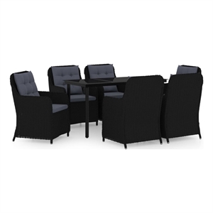 Bowery Hill Contemporary Garden Dining Set in Black/Dark Gray