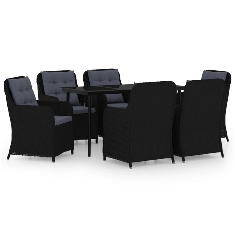 Bowery Hill Contemporary Garden Dining Set in Black/Dark Gray