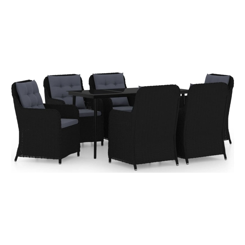 Bowery Hill Contemporary Garden Dining Set in Black/Dark Gray