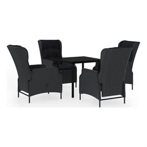 Bowery Hill Contemporary Garden Dining Set in Dark Gray/Black