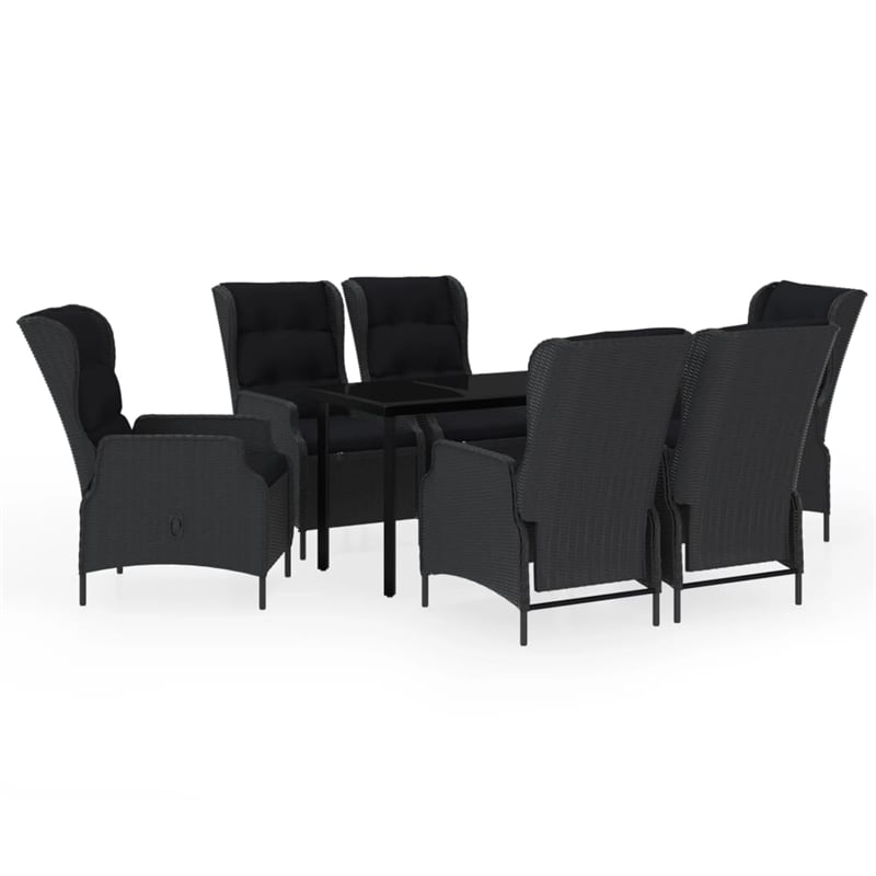 Bowery Hill Contemporary Garden Dining Set in Dark Gray/Black