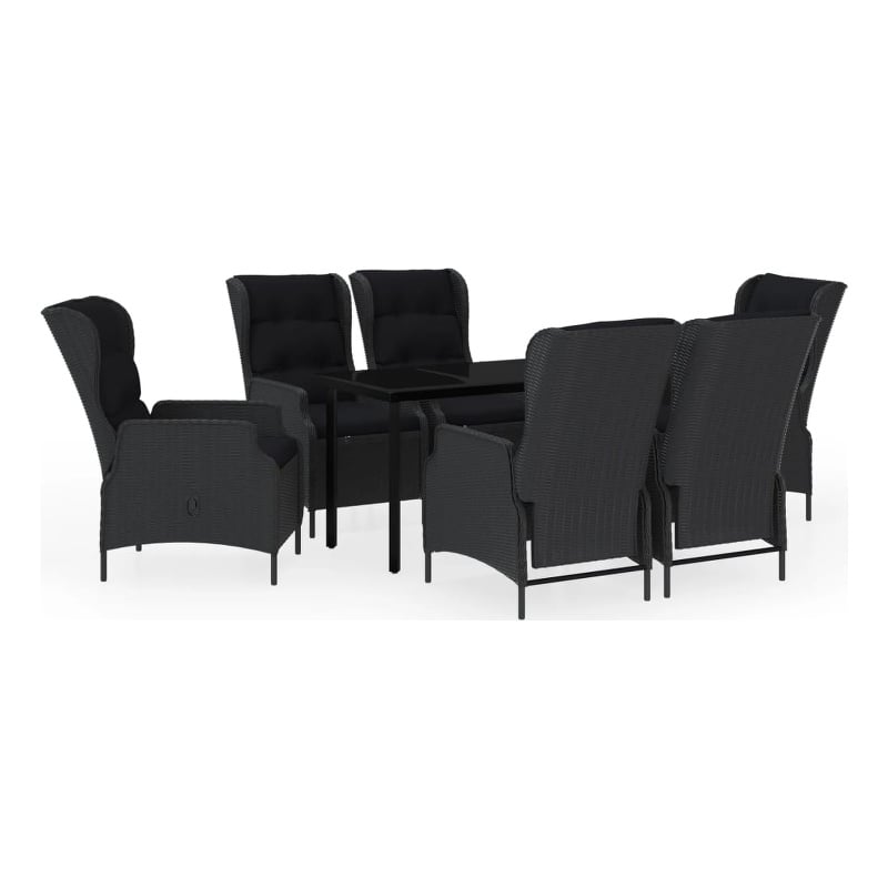 Bowery Hill Contemporary Garden Dining Set in Dark Gray/Black