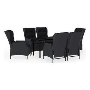 Bowery Hill Contemporary Garden Dining Set in Dark Gray/Black