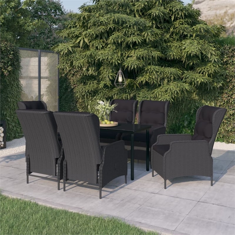 Bowery Hill Contemporary Garden Dining Set in Dark Gray/Black