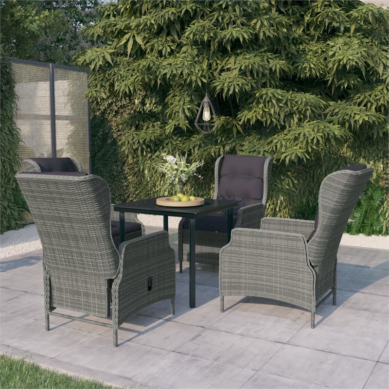 Bowery Hill Contemporary Garden Dining Set in Light Gray/Black