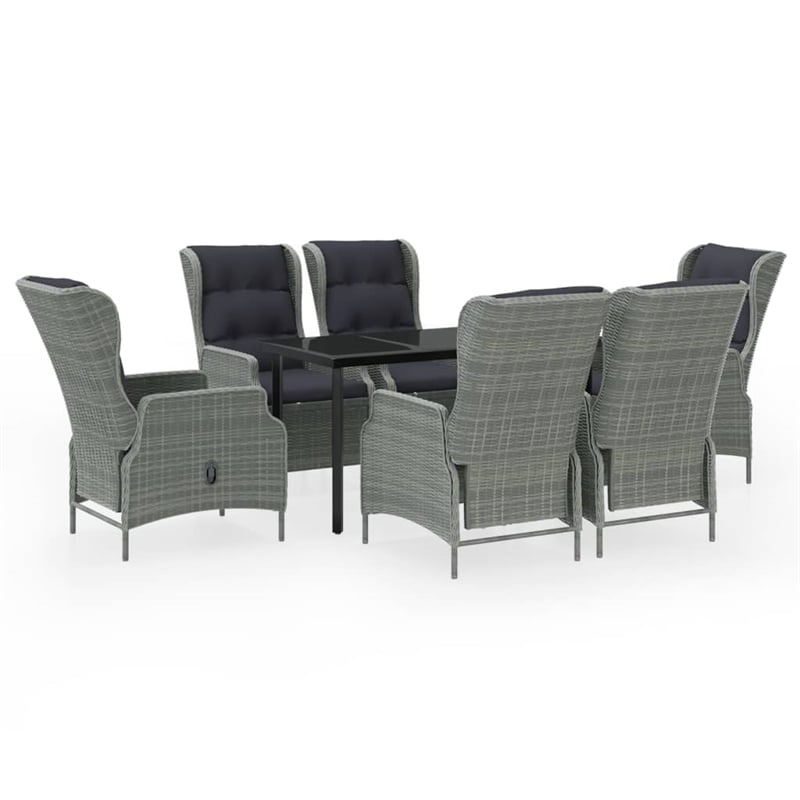 Bowery Hill Contemporary Garden Dining Set in Light Gray/Black
