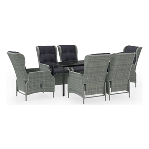 Bowery Hill Contemporary Garden Dining Set in Light Gray/Black