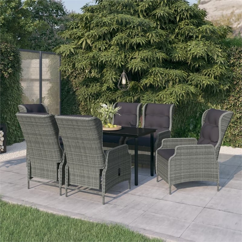 Bowery Hill Contemporary Garden Dining Set in Light Gray/Black