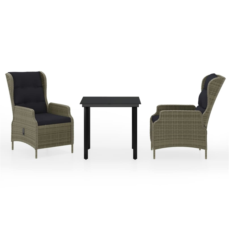 Bowery Hill Powder-Coated Steel 3 Piece Garden Dining Set in Brown