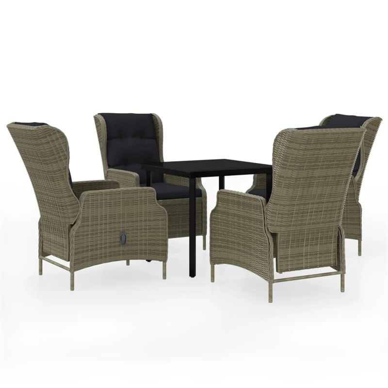Bowery Hill Powder-Coated Steel & Glass Garden Dining Set in Brown