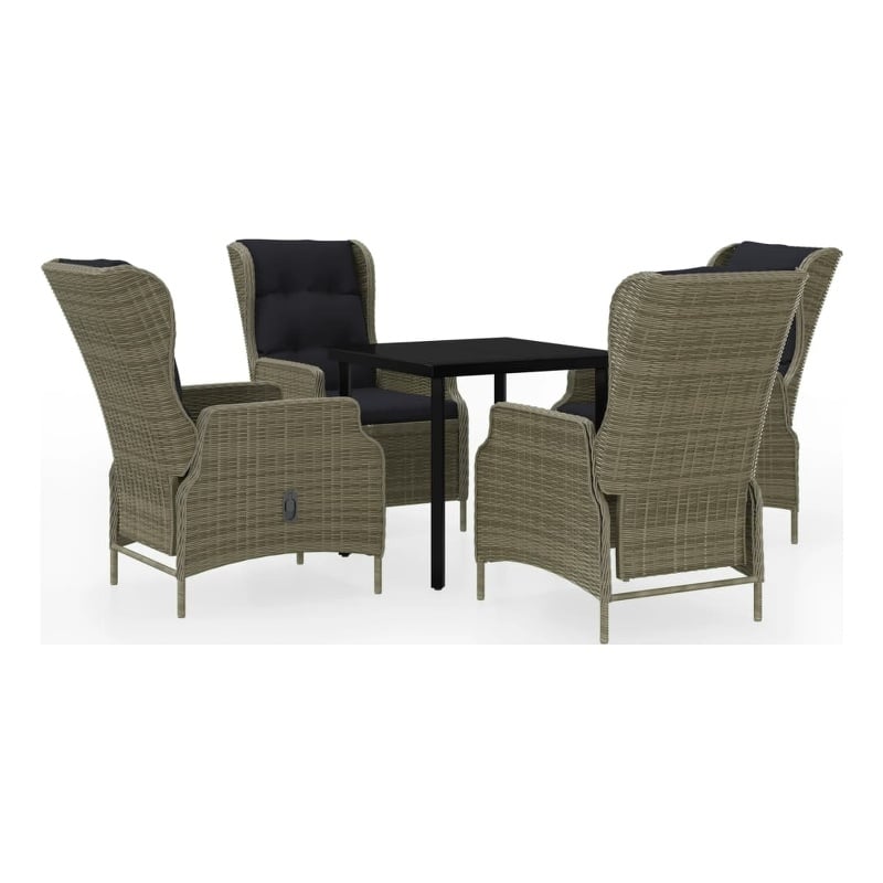 Bowery Hill Powder-Coated Steel & Glass Garden Dining Set in Brown