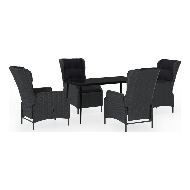 Bowery Hill Contemporary 5 Piece Garden Dining Set in Dark Gray