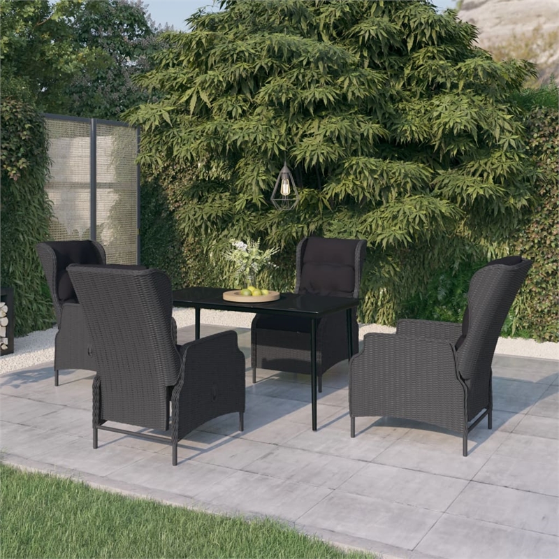 Bowery Hill Contemporary 5 Piece Garden Dining Set in Dark Gray