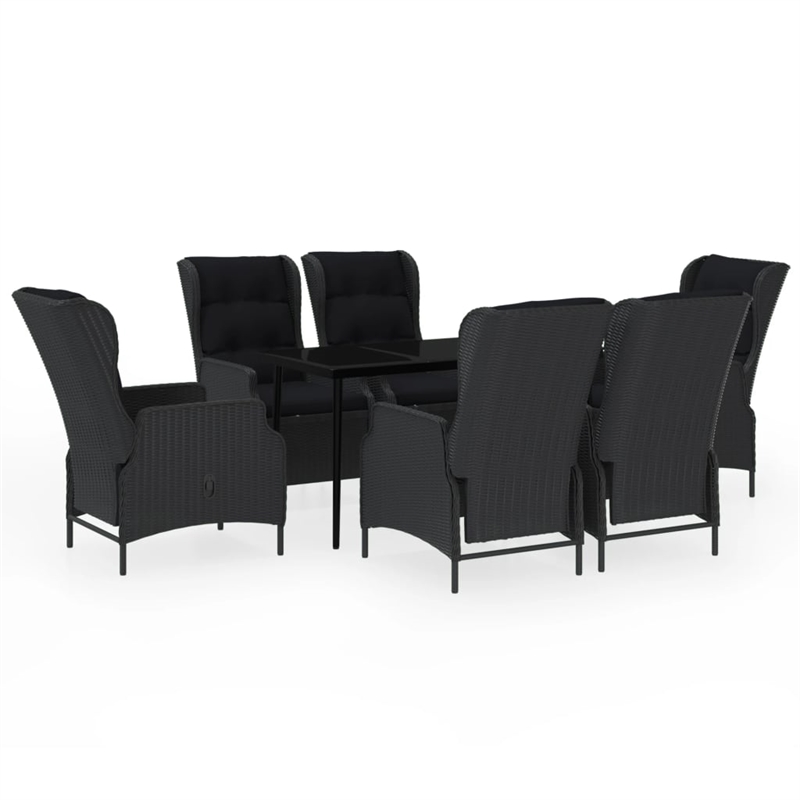 Bowery Hill Contemporary Garden Dining Set in Dark Gray/Black