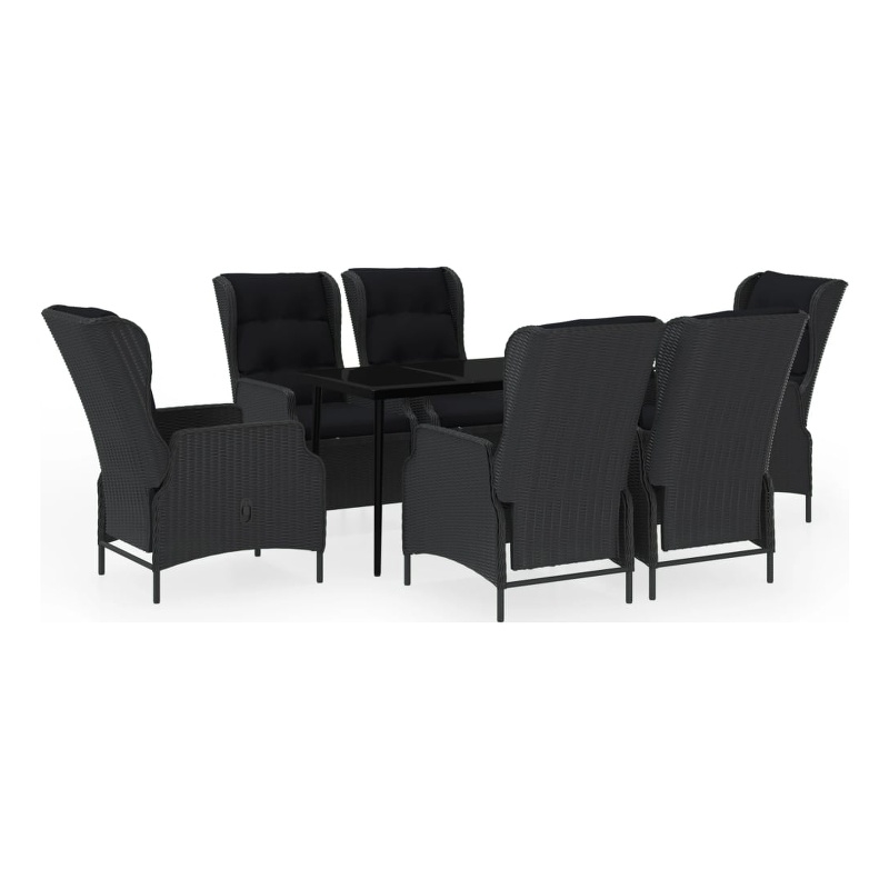 Bowery Hill Contemporary Garden Dining Set in Dark Gray/Black