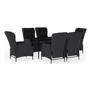 Bowery Hill Contemporary Garden Dining Set in Dark Gray/Black