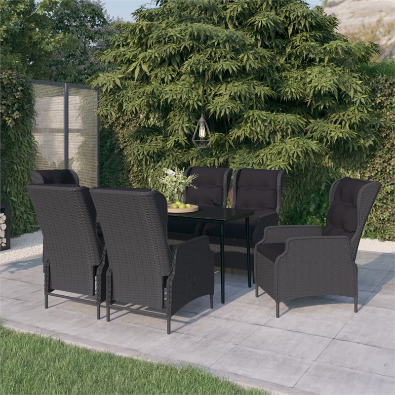 Bowery Hill Contemporary Garden Dining Set in Dark Gray/Black