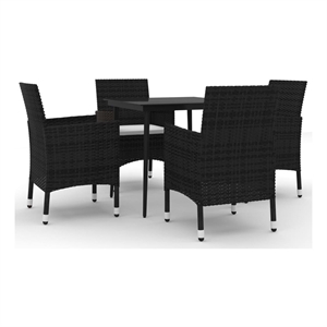 Bowery Hill Contemporary Powder-Coated 5 Piece Garden Dining Set in Black