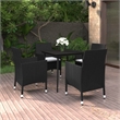Bowery Hill Contemporary Powder-Coated 5 Piece Garden Dining Set in Black