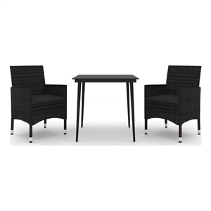 Bowery Hill Poly Rattan & Glass Medium Garden Dining Set in Black