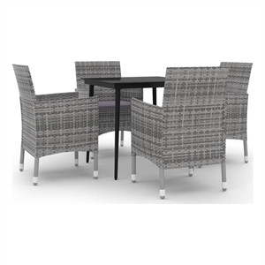 Bowery Hill Contemporary Garden Dining Set in Gray/Dark Gray/Black
