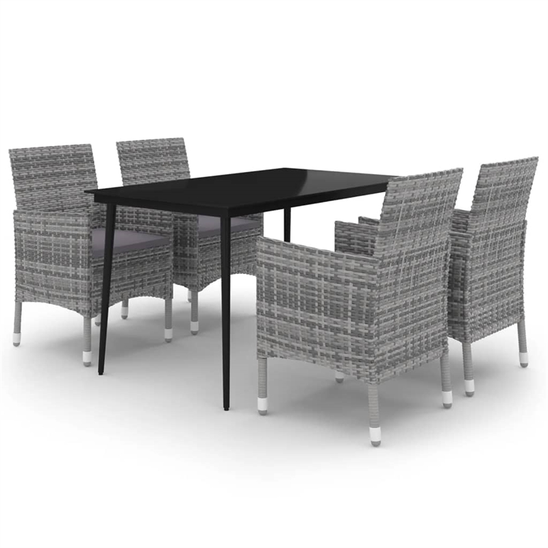 Bowery Hill Contemporary PE Rattan Large Garden Dining Set in Gray