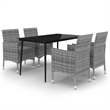 Bowery Hill Contemporary PE Rattan Large Garden Dining Set in Gray