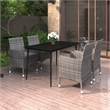 Bowery Hill Contemporary PE Rattan Large Garden Dining Set in Gray
