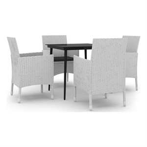 Bowery Hill Contemporary PE Rattan Medium Garden Dining Set White