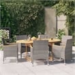 Bowery Hill Contemporary Solid Acacia Wood 7 Piece Patio Dining Set in Gray