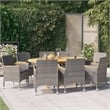 Bowery Hill 9 Piece Solid Acacia Wood Patio Dining Set in Gray