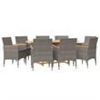 Bowery Hill 9 Piece Solid Acacia Wood Patio Dining Set in Gray