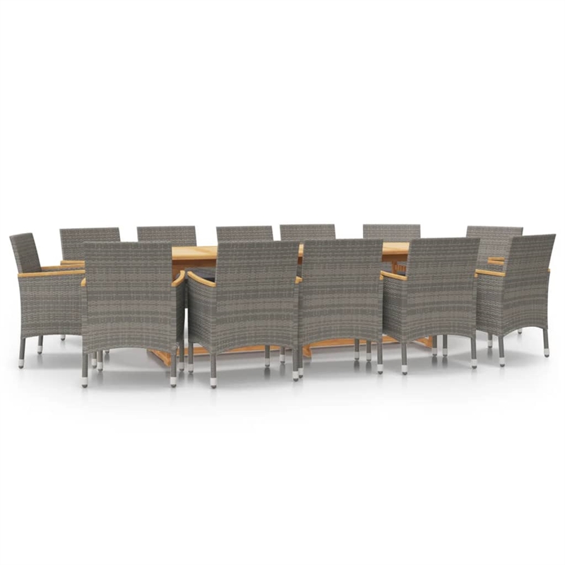 Bowery Hill Contemporary Weather-Resistant 13-Piece Garden Dining Set in Gray
