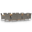 Bowery Hill Contemporary Weather-Resistant 13-Piece Garden Dining Set in Gray