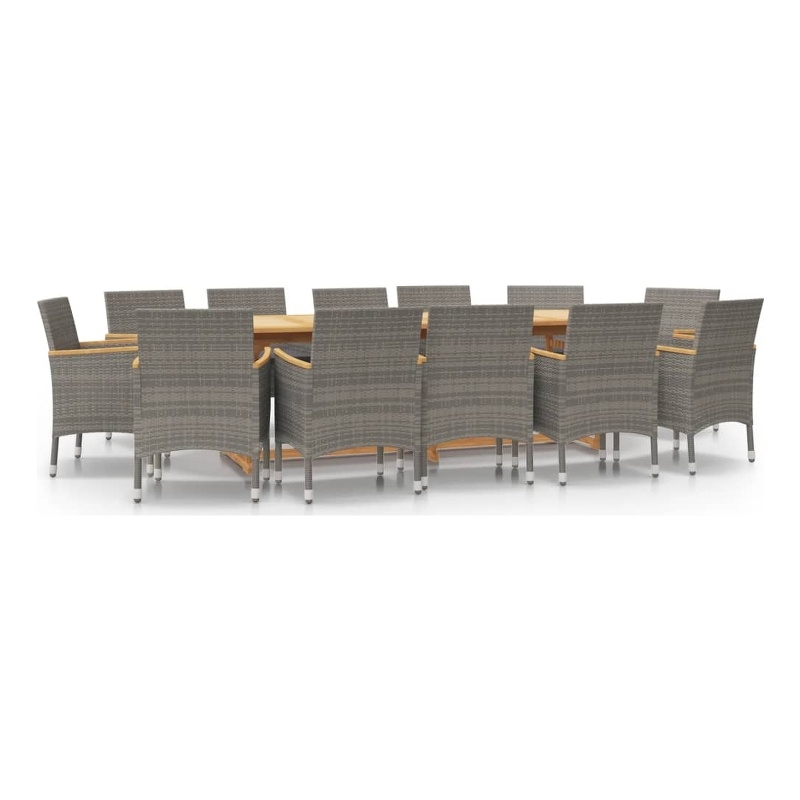 Bowery Hill Contemporary Weather-Resistant 13-Piece Garden Dining Set in Gray
