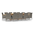 Bowery Hill Contemporary Weather-Resistant 13-Piece Garden Dining Set in Gray