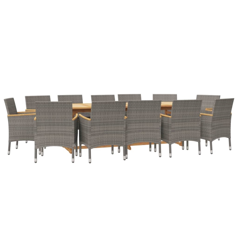 Bowery Hill Contemporary Weather-Resistant 13-Piece Garden Dining Set in Gray