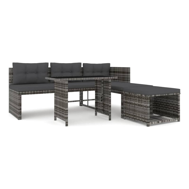 Bowery Hill Patio in Gray PE Rattan Large Patio Dining Set - Set of 4