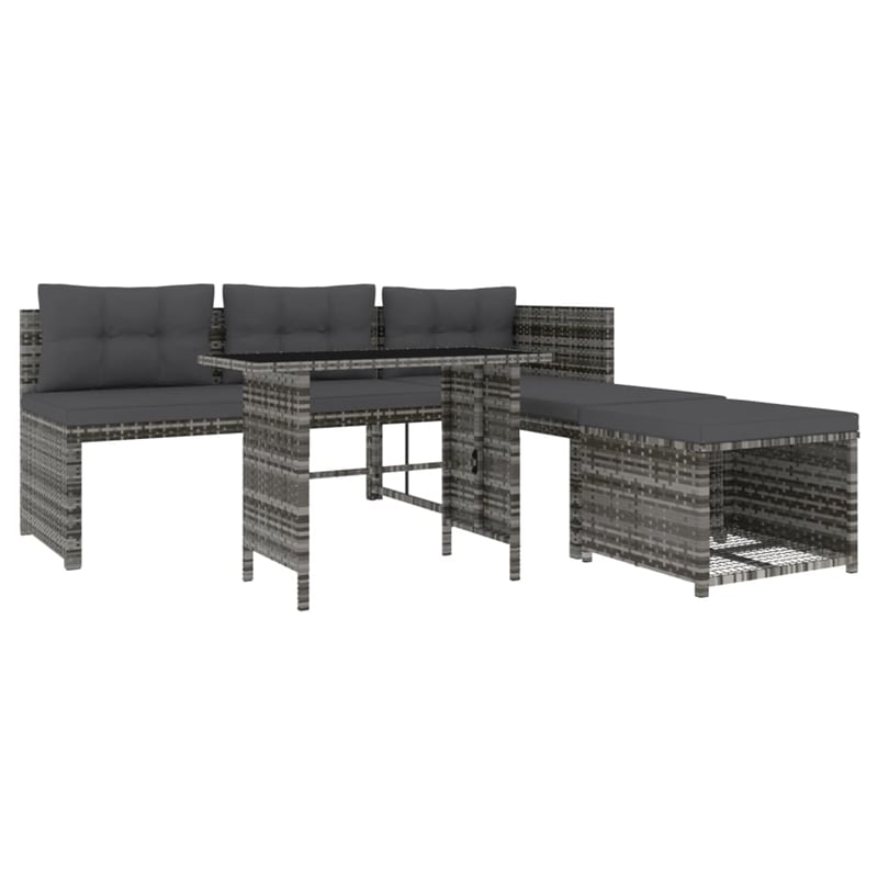 Bowery Hill Patio in Gray PE Rattan Large Patio Dining Set - Set of 4