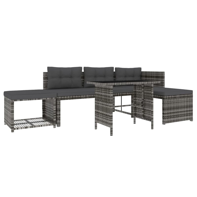 Bowery Hill Patio in Gray PE Rattan Large Patio Dining Set - Set of 4