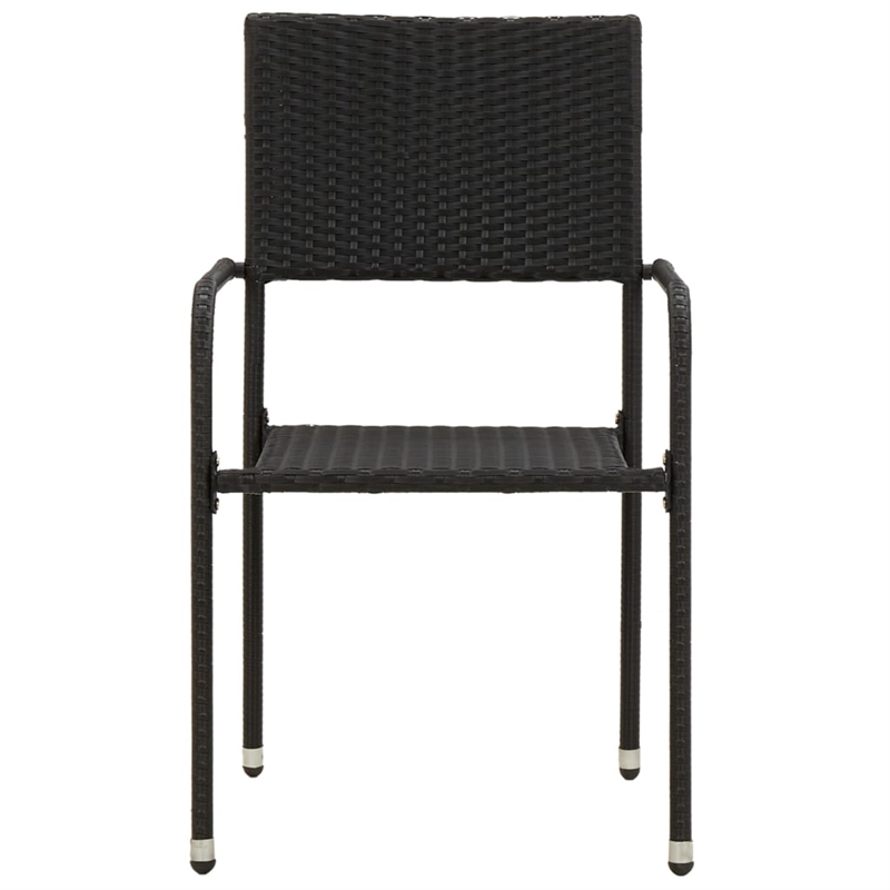 Bowery Hill PE Rattan/Steel/Solid Acacia Wood Outdoor Dining Set in Black