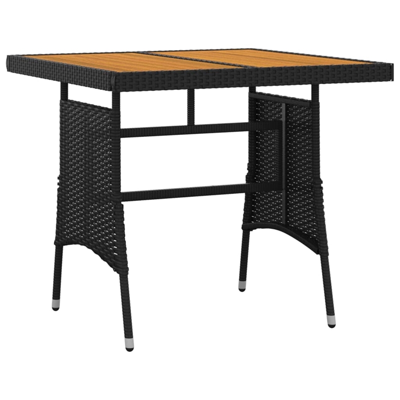 Bowery Hill PE Rattan/Steel/Solid Acacia Wood Outdoor Dining Set in Black