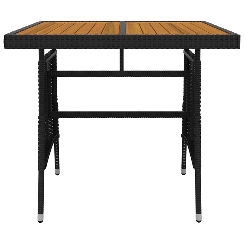Bowery Hill PE Rattan/Steel/Solid Acacia Wood Outdoor Dining Set in Black