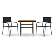 Bowery Hill PE Rattan/Steel/Solid Acacia Wood Outdoor Dining Set in Black